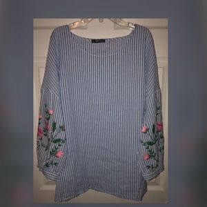 SHEIN Floral and striped blouse